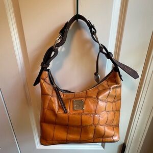 DOONEY & BOURKE Embossed croc leather hobo bag, light brown